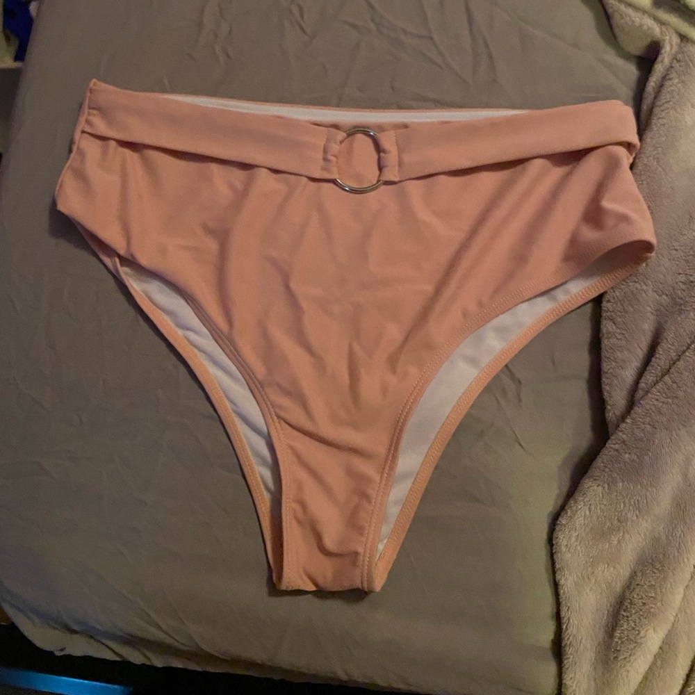 light pink high waisted bikini bottoms